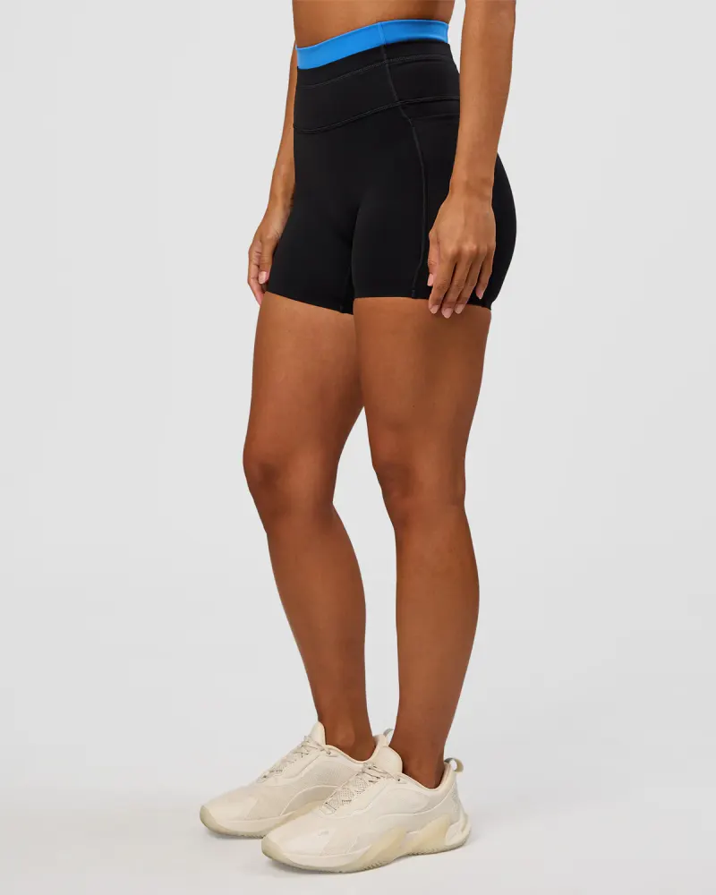 Liberate High-Rise 4" Short Pockets - Black-Palace Blue