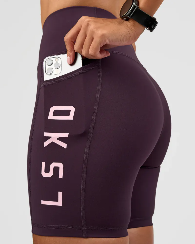 Rep Ultra High-Rise 6" Short Pockets - Midnight Plum-Marshmallow