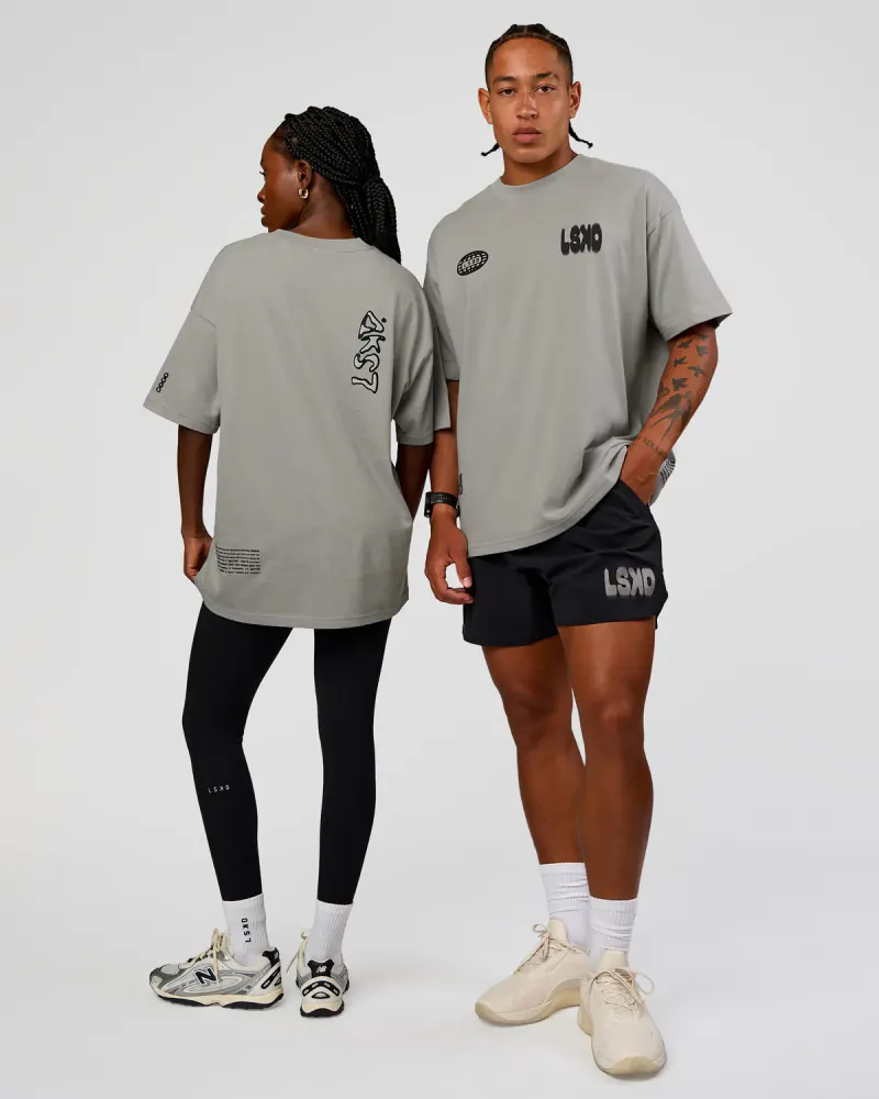 Static Grit Heavyweight Oversized Tee - Alloy-Black