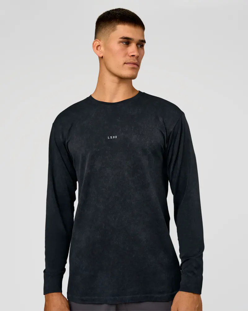 Power Oversized Long Sleeve Tee - Black Washed