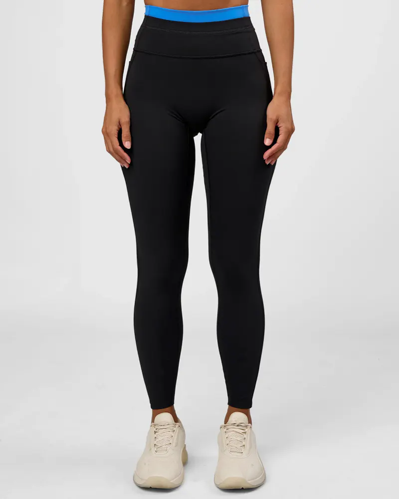 Liberate High-Rise Full Length Legging Pockets - Black-Palace Blue