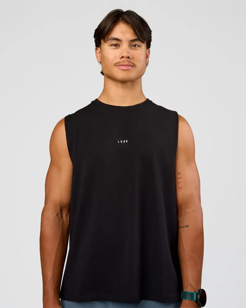 Base Heavyweight FLXCotton Tank Regular Fit -8cm - Black