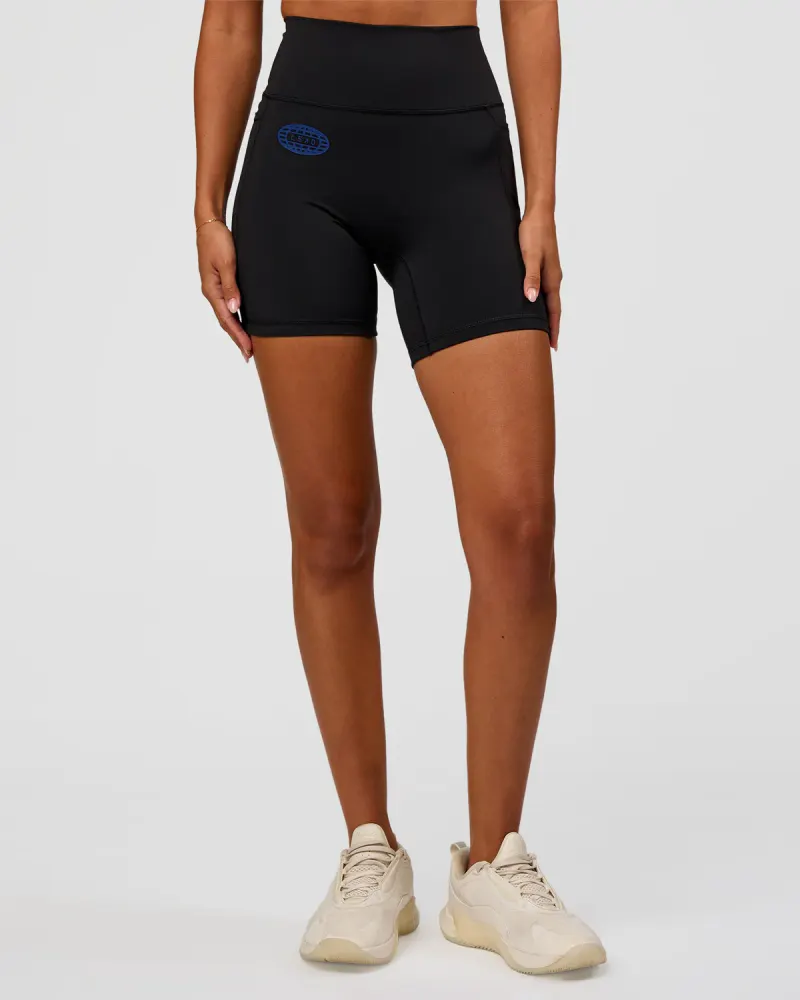 Fusion Hype Graphic Ultra High-Rise 6" Short Pockets - Black-Electric Indigo