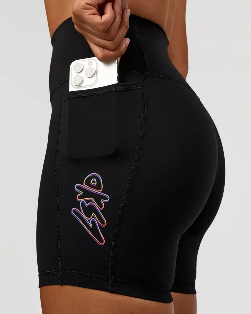 Fusion Graphic Ultra High-Rise 6" Short Pockets - Black-Radiate
