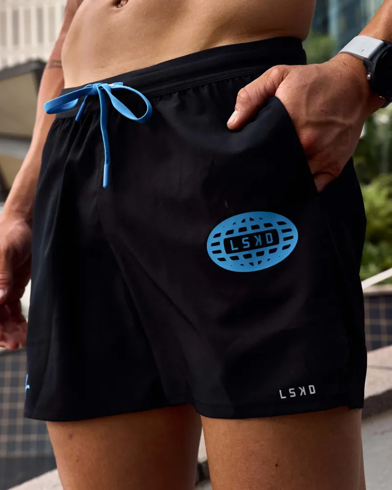 Pace 5" Lined Running Short - Black-Palace Blue