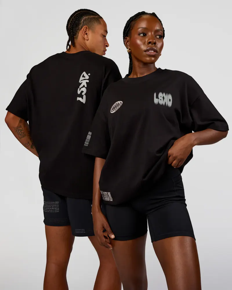 Static Grit Heavyweight Oversized Tee - Black-Alloy