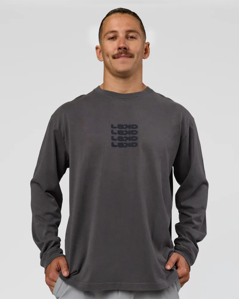 Move Fast Heavyweight Oversized Long Sleeve Tee - Dark Storm Washed