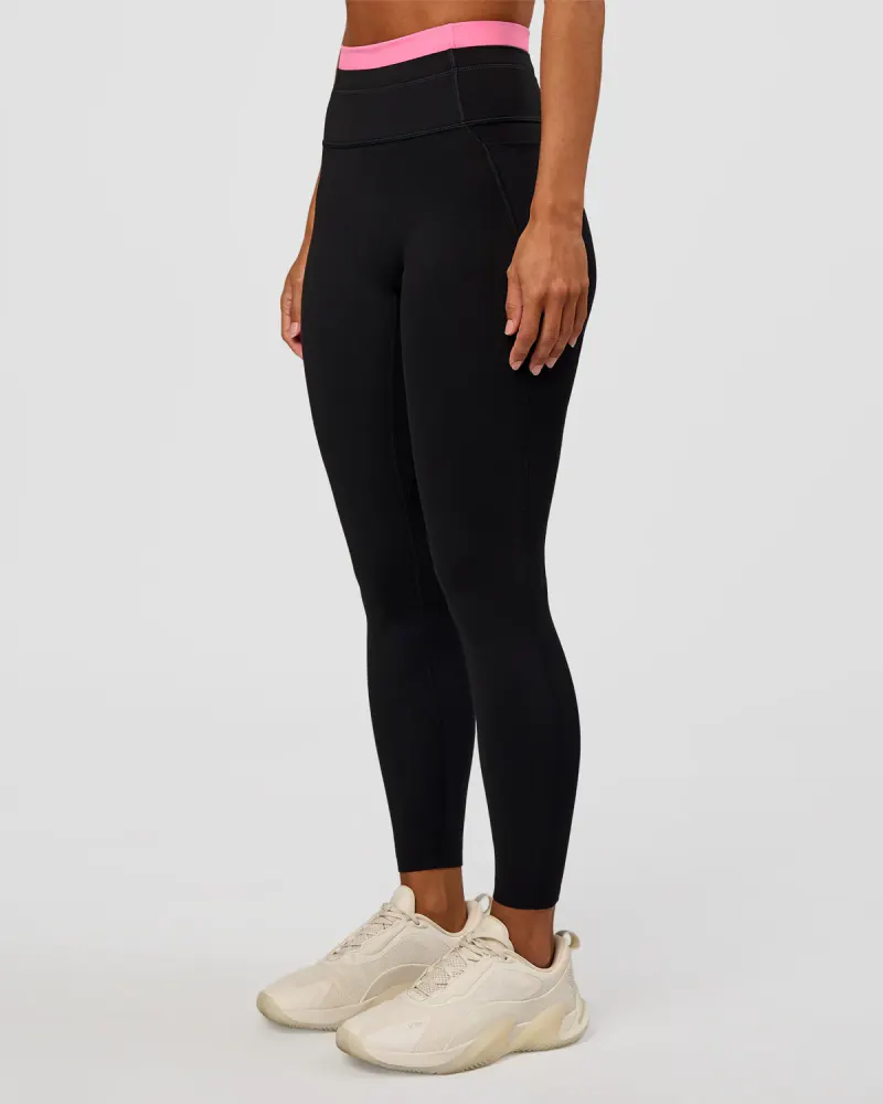 Liberate High-Rise Full Length Legging Pockets - Black-Candy Pink