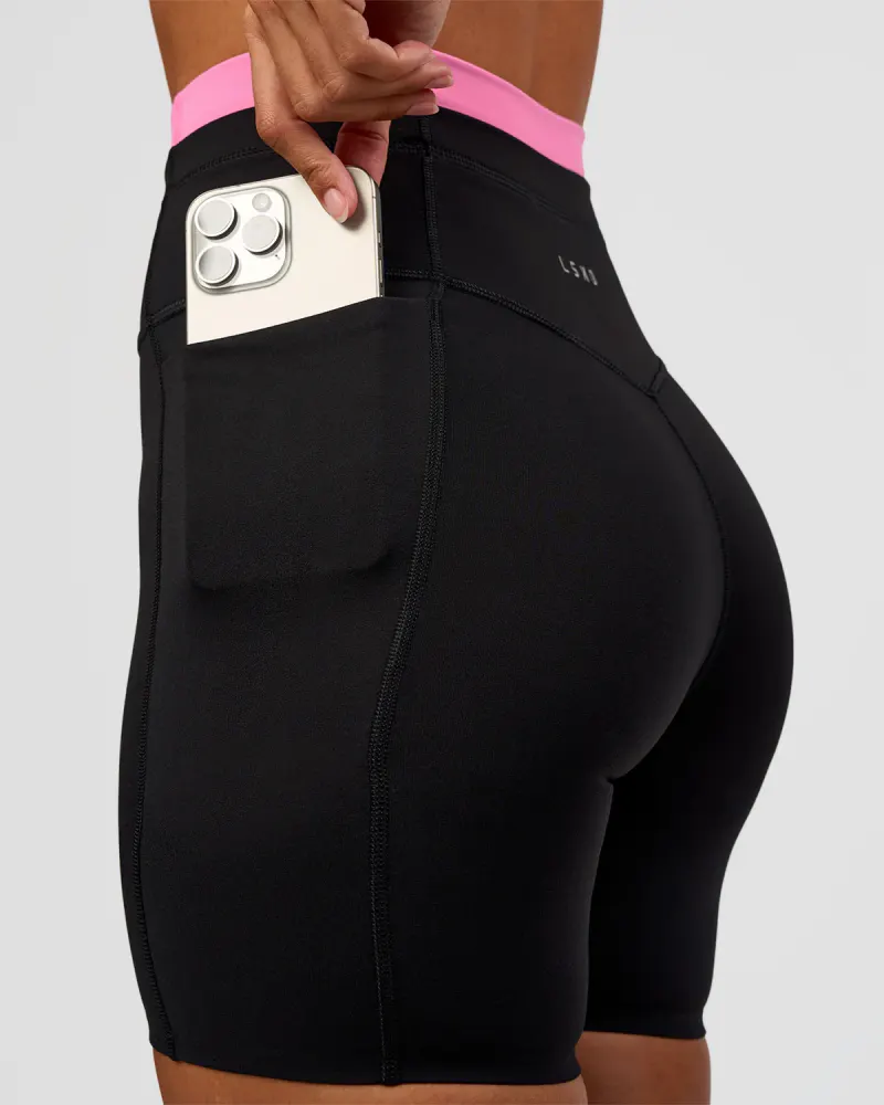 Liberate High-Rise 6" Short Pockets - Black-Candy Pink