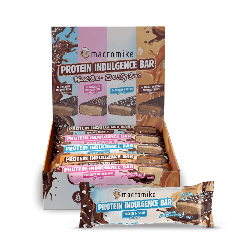 Indulgence Bar Mixed Box (4 Flavours – Box of 12 x 50g)