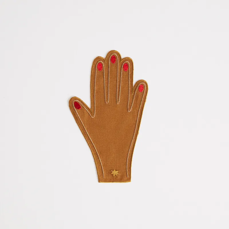 4 Hand Cocktail Napkins | Caramel & Red