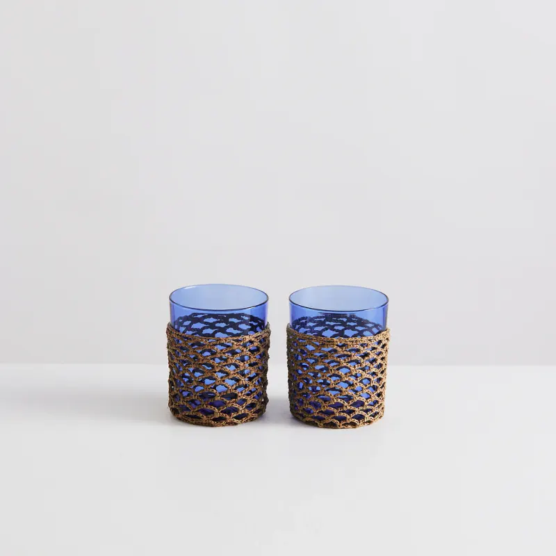 2 Palamós Gobelets | Azure & Taupe