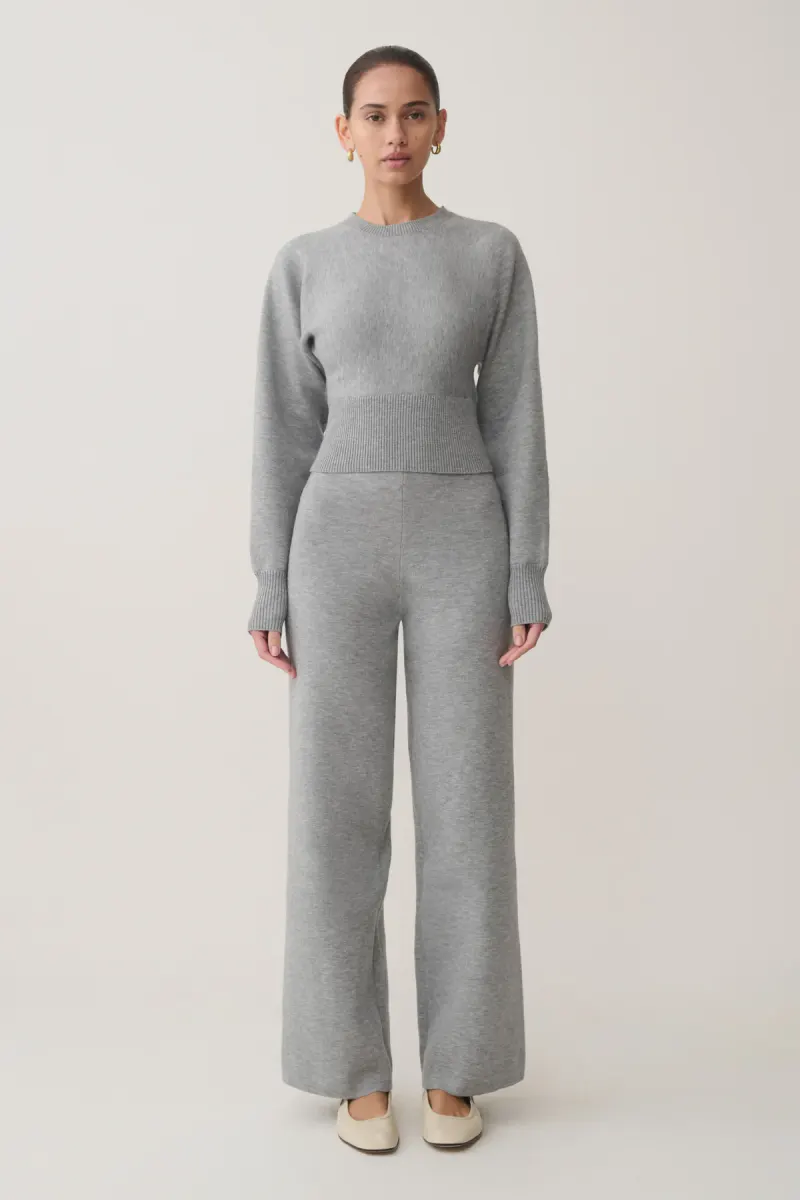 Kerrymae Straight Leg Knit Pants - Grey Marle