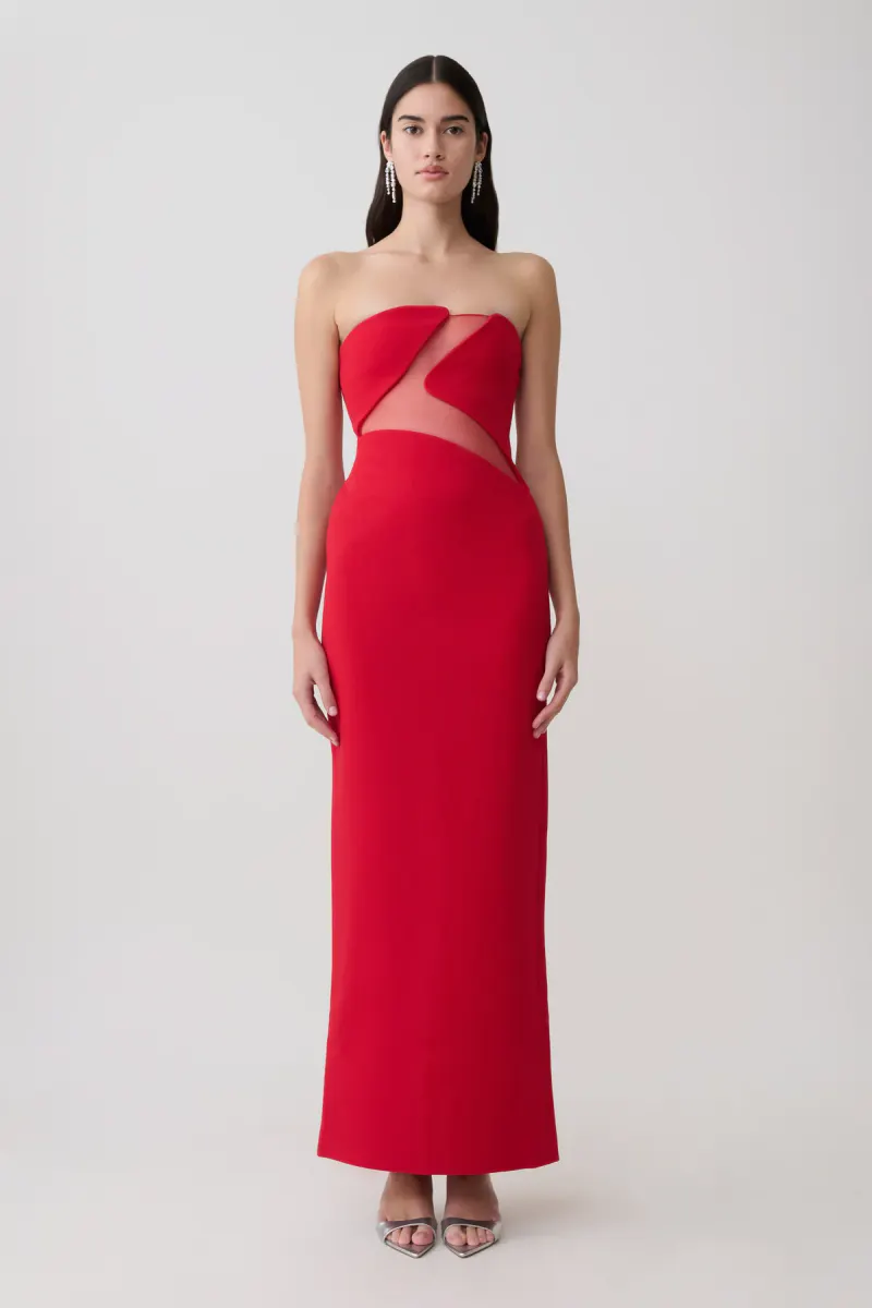 Lianne Strapless Maxi Dress - Red