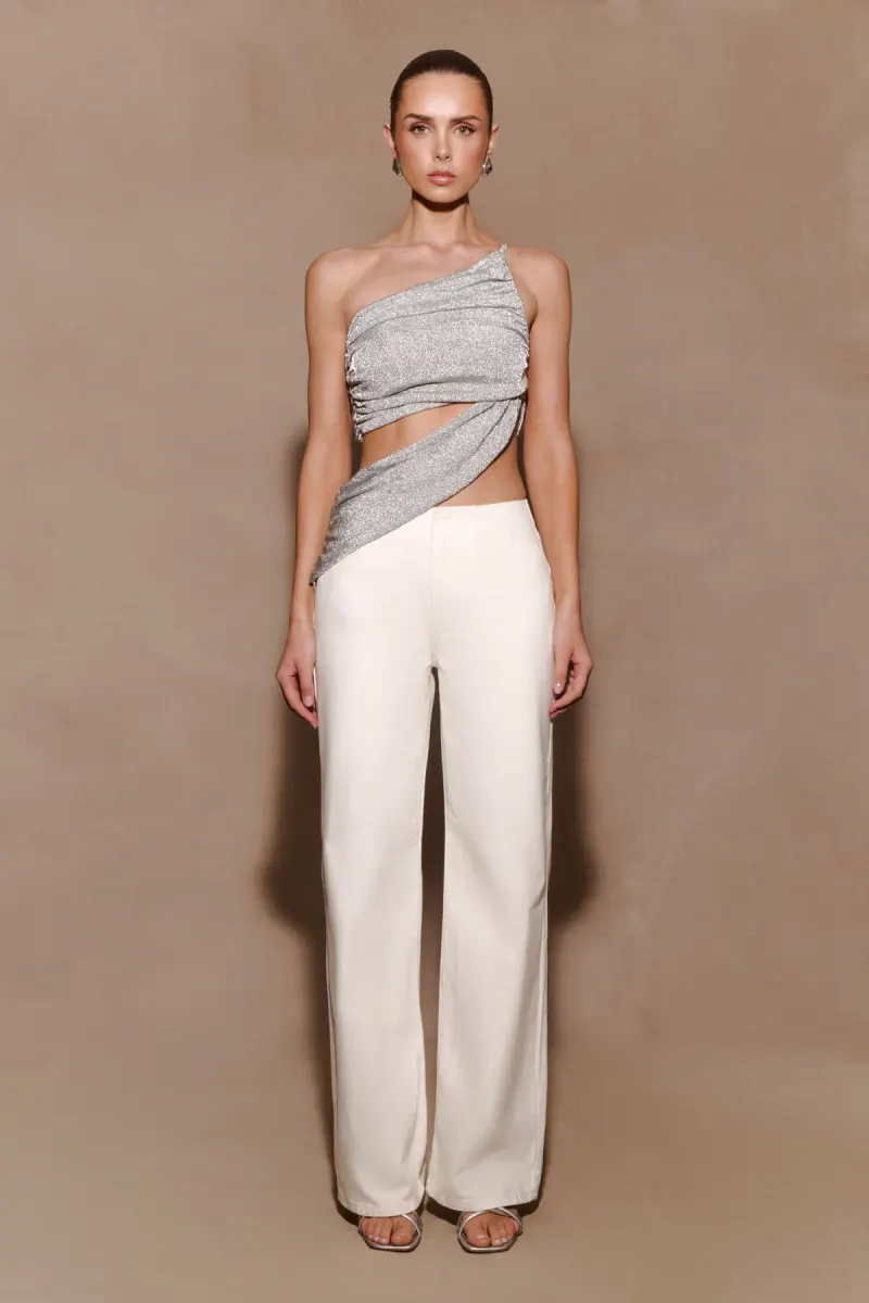 Corah Lurex Drape Knit Top - Silver