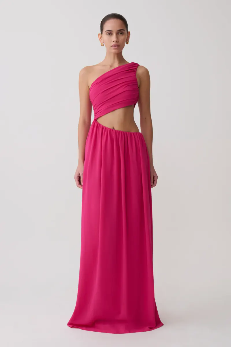 Aria Chiffon Cut Out Maxi Dress - Fuchsia