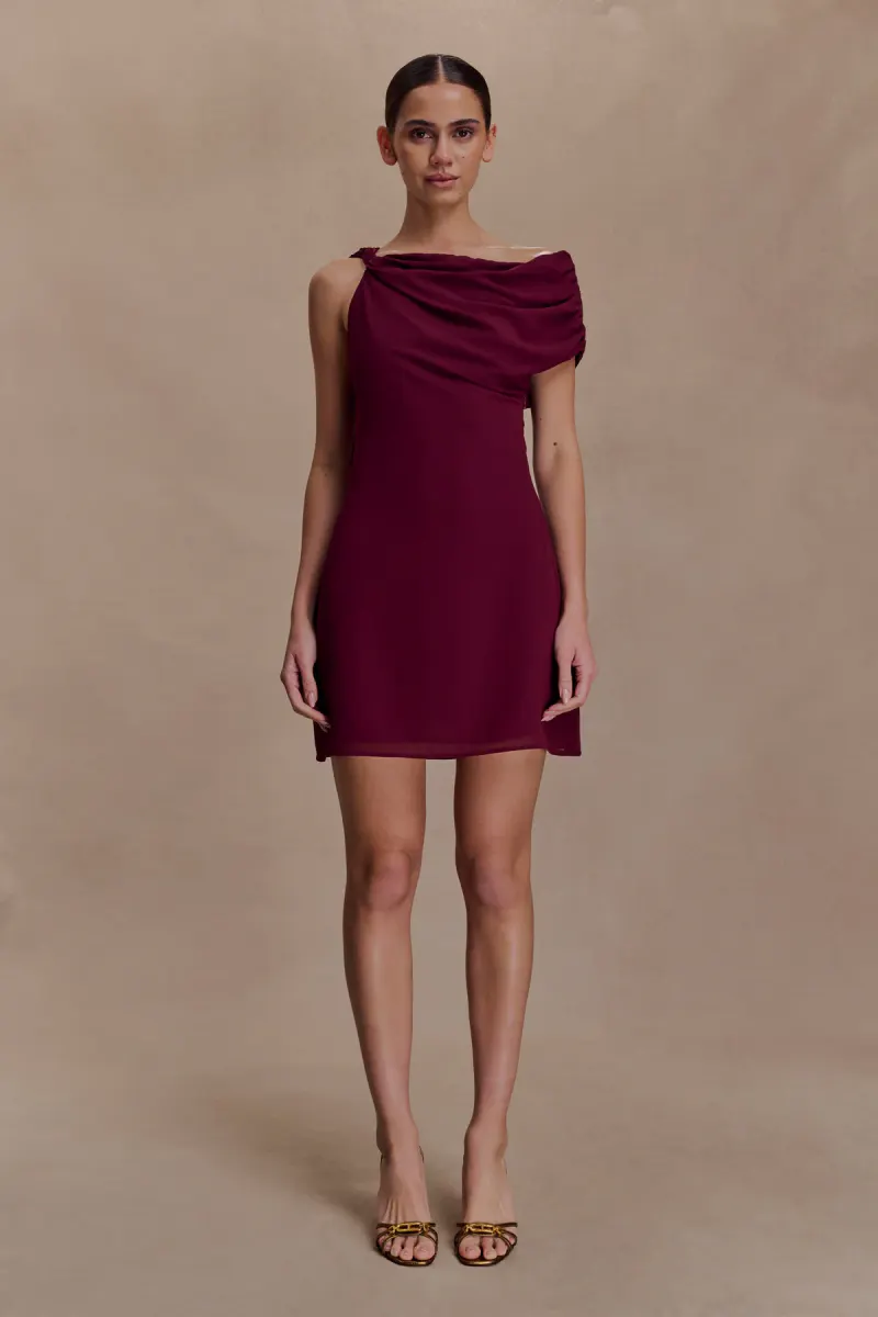 Daisie Chiffon Mini Dress - Wine