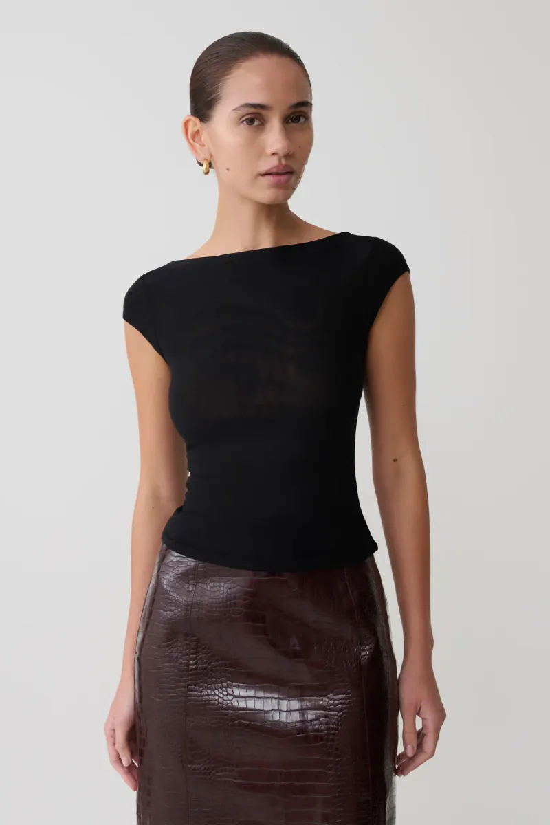 Romana Short Sleeve Mesh Top - Black