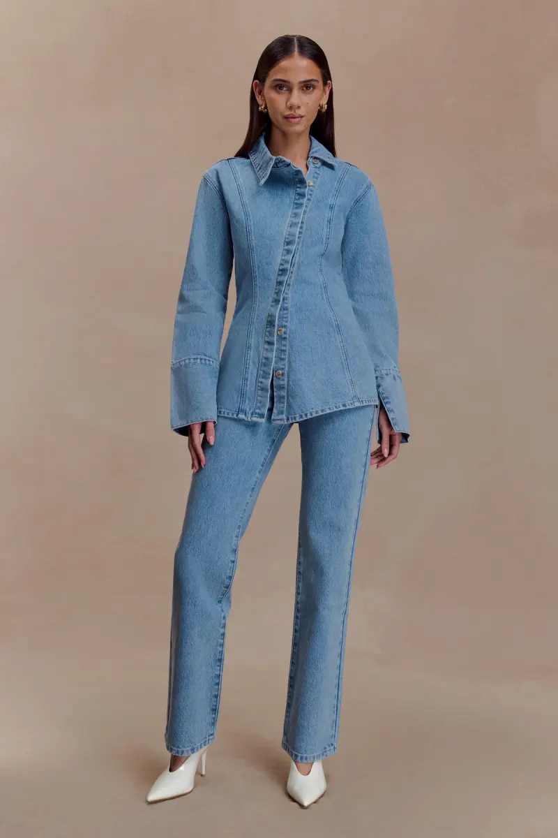 Janine High Waisted Straight Leg Jeans - Classic Blue