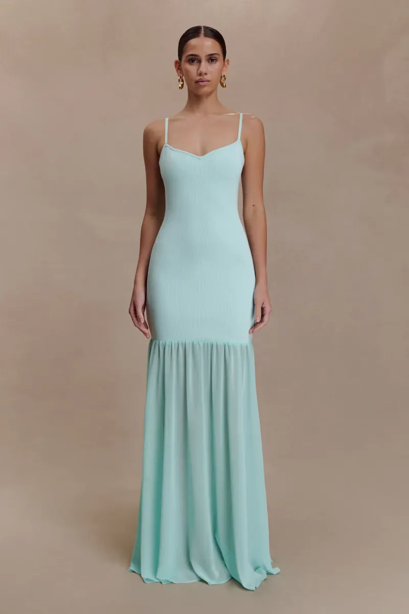 Deanne Bandage And Chiffon Knit Maxi Dress - Blue
