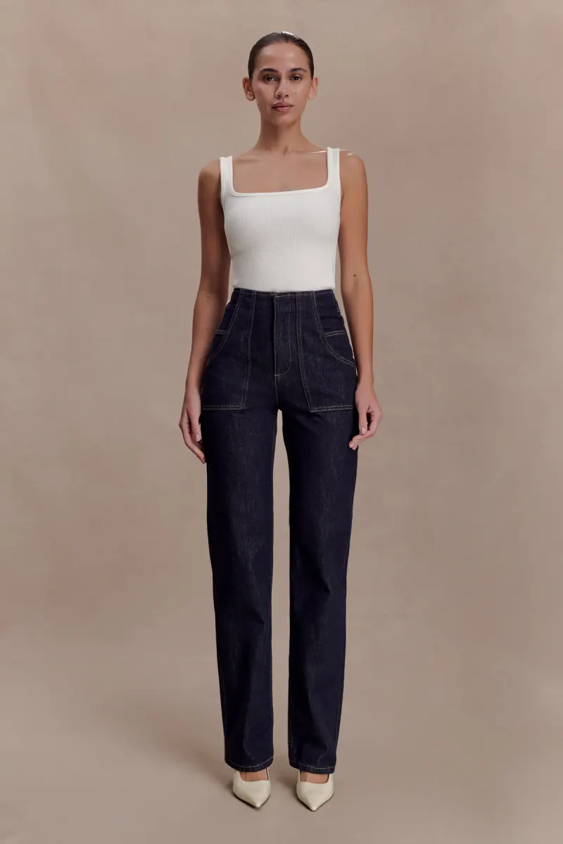 Clarrissa High Rise Jeans - Washed Indigo Blue
