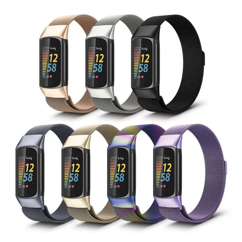 Milanese Fitbit Charge 5 Band Replacement Magnetic Lock