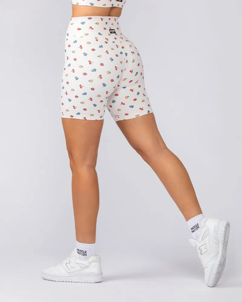 Zero Rise Rib Bike Shorts - Smoothie Print