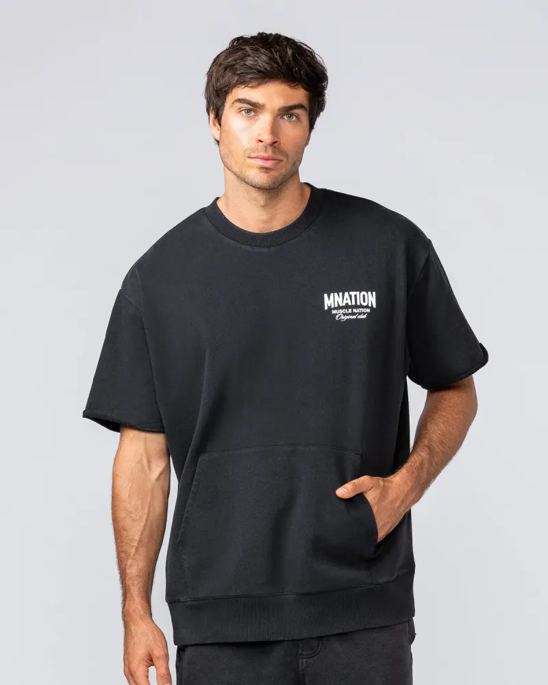 Heritage Loopback Oversized Tee - Washed Black