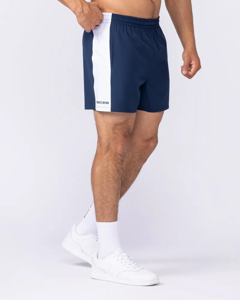 Panelled Function 4" Shorts - Navy