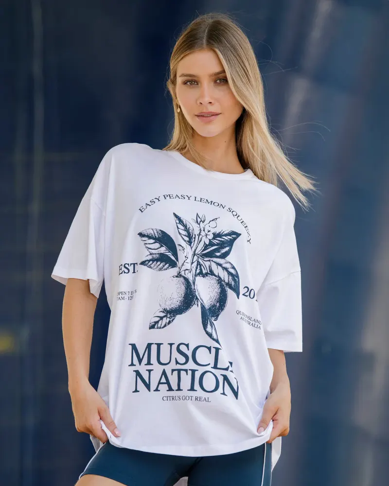 Lemon Squeezy Oversized Tee - White