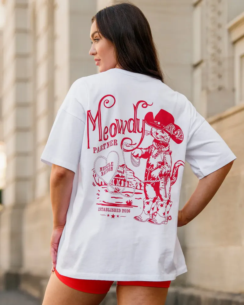 Meowdy Partner Oversized Tee - White