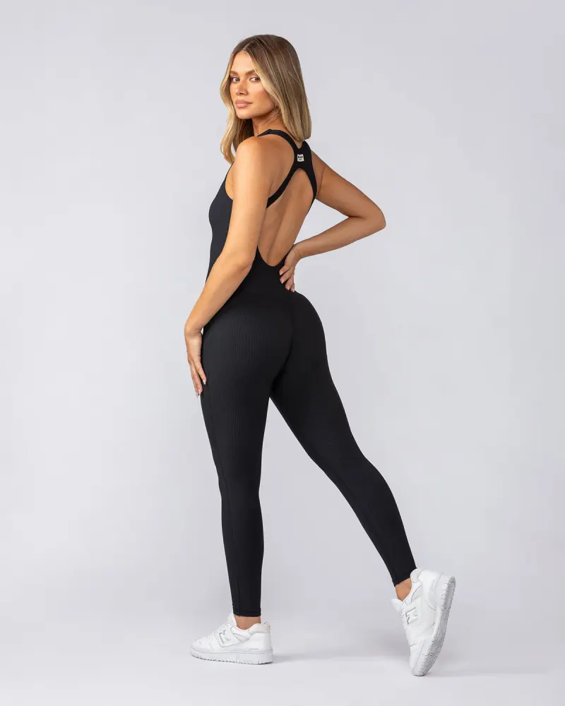 Snatched Rib One Piece - Black