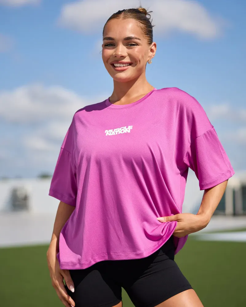Boxy Training Tee - Radiant Orchid