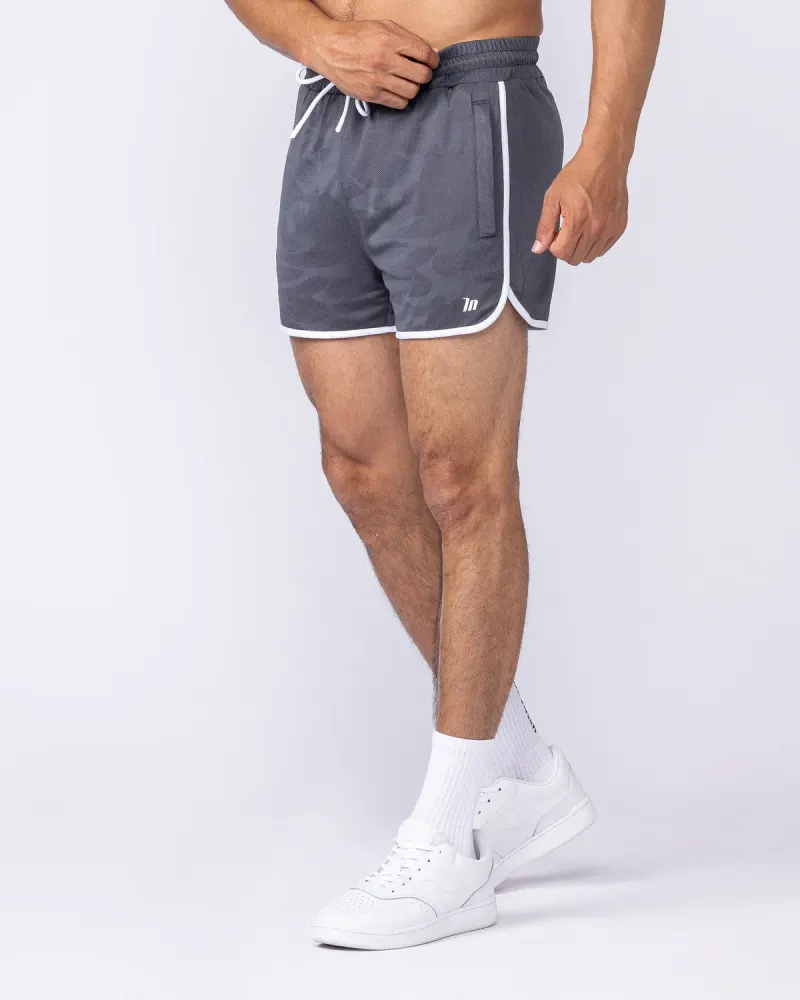 Tech Camo Retro Shorts - Dark Grey Camo