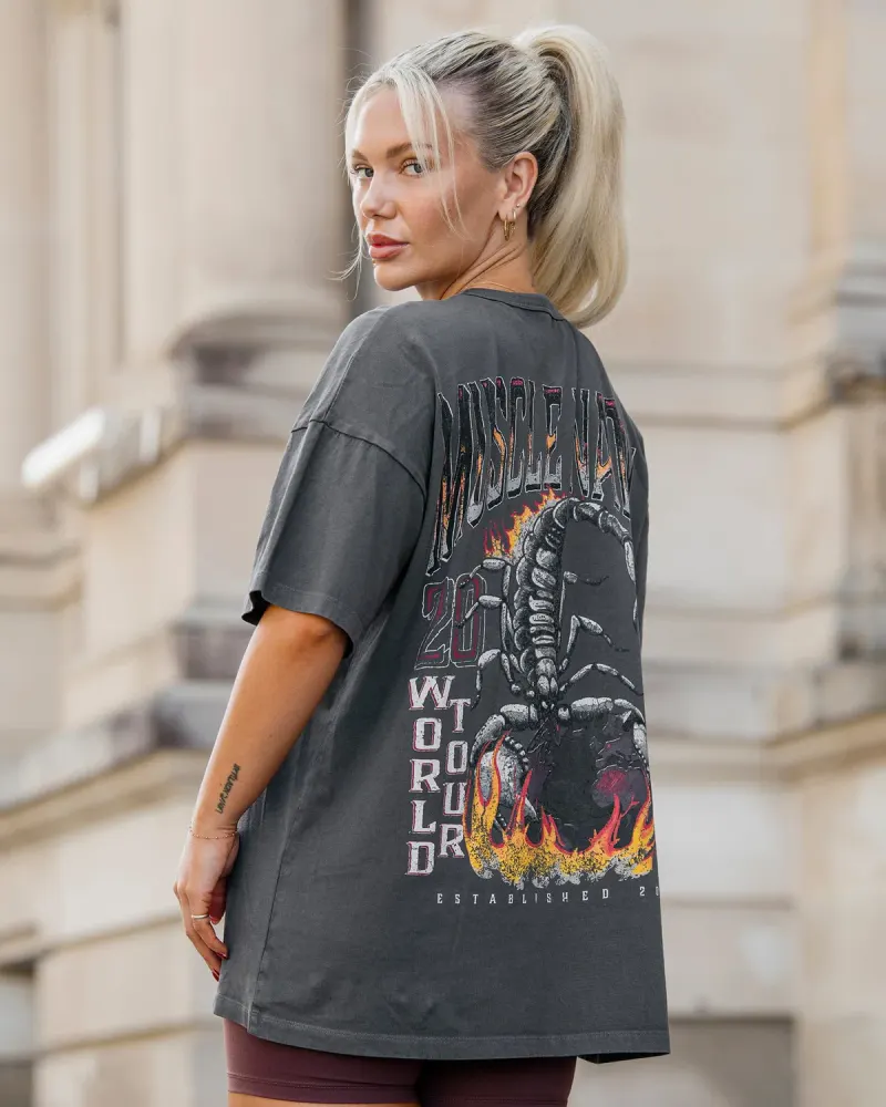 World Tour Oversized Vintage Tee - Washed Tornado