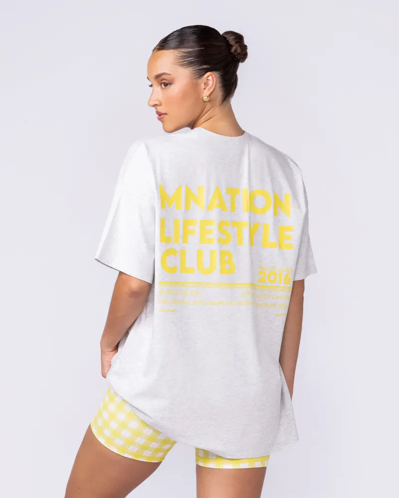 Lifestyle Club Oversized Tee - Snow Grey Marl