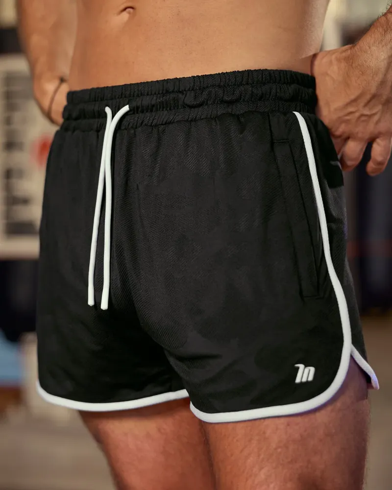 Tech Camo Retro Shorts - Black Camo