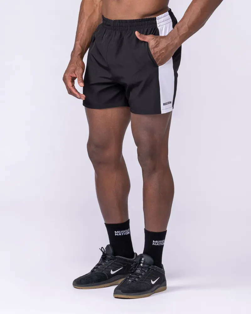 Panelled Function 4" Shorts - Black