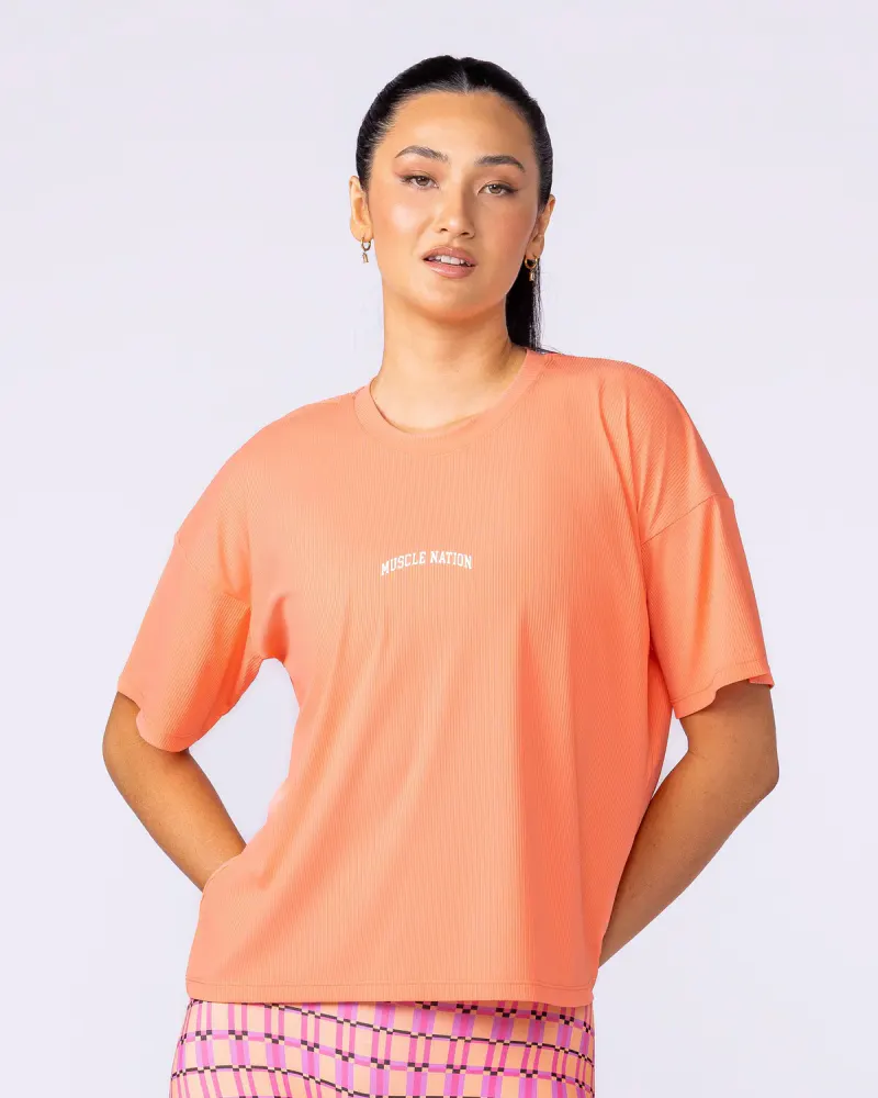 Rib Boxy Training Tee - Peachy