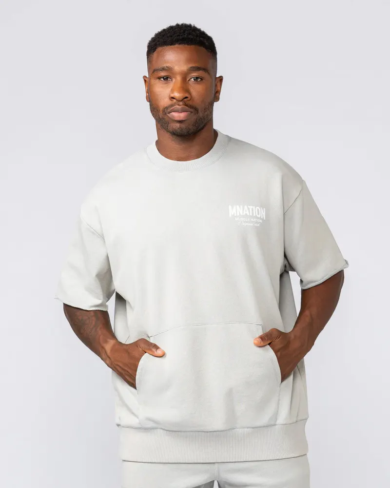 Heritage Loopback Oversized Tee - Washed Light Grey
