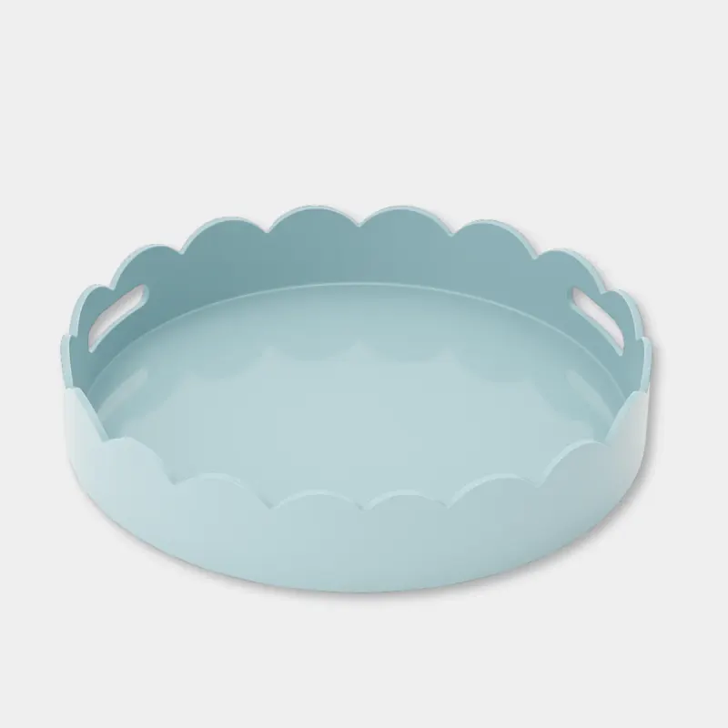 norsu STUDIO Extra Large Round Scalloped Tray – 45 cm, Duck Egg Blue