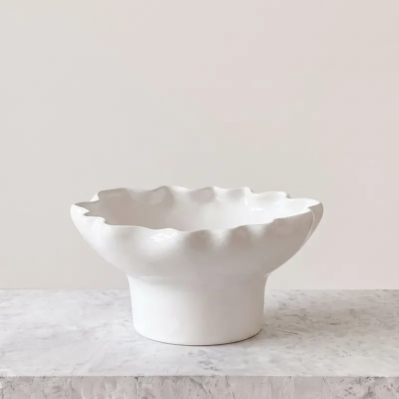 norsu STUDIO Living Sculptural Ceramic Pedestal Fruit Bowl/Planter – White