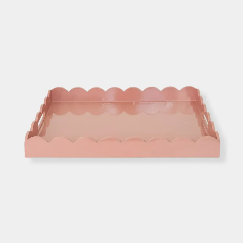 norsu STUDIO Rectangular Scalloped Tray – 43 × 33 cm, Ochre Pink