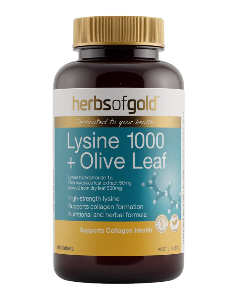 Lysine 1000 + Olive Leaf by Herbs of Gold