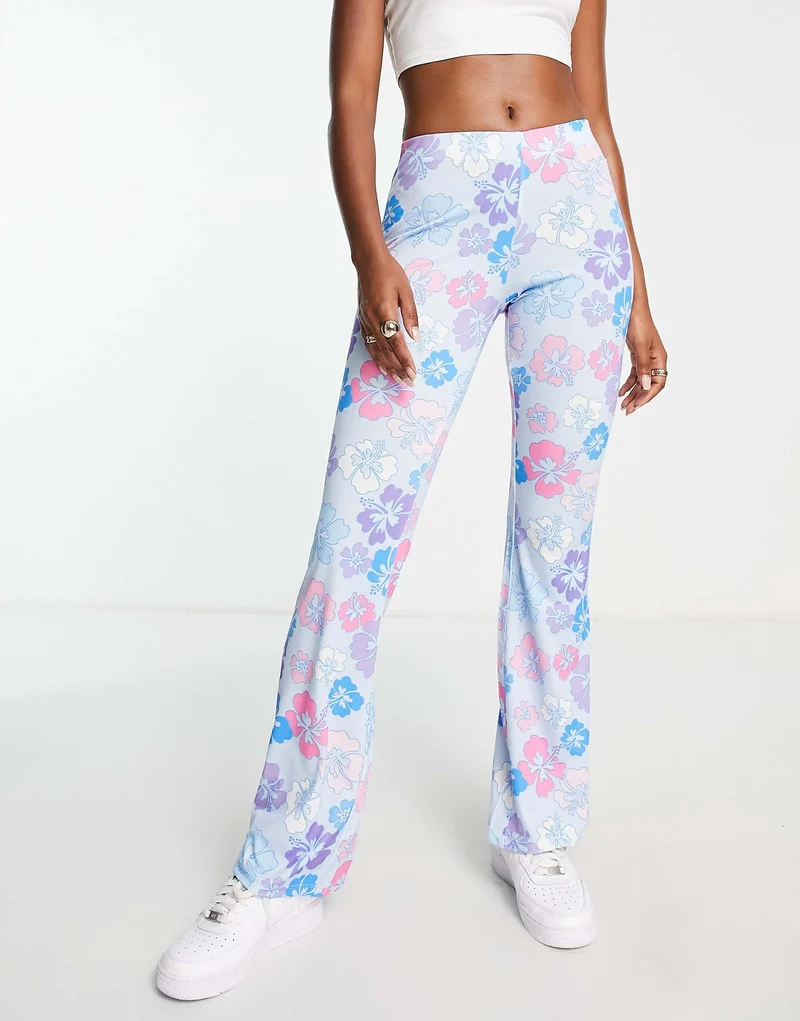 Na-Kd Flare Trousers In Floral Print