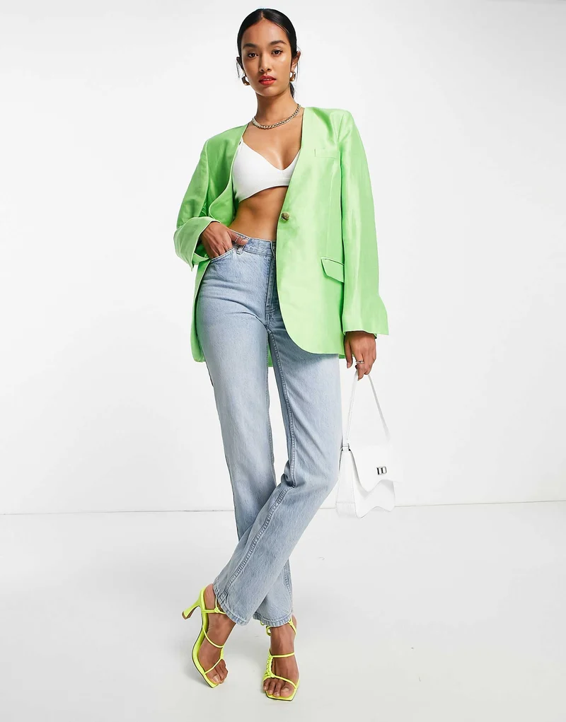 & Other Stories Co-Ord Linen Tailored Jacket In Green
