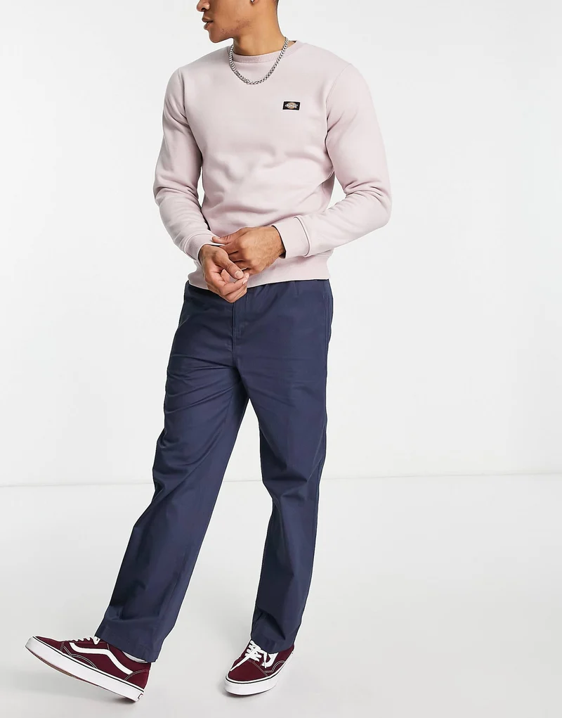 Dickies Oscarville Straight Leg Trousers In Navy
