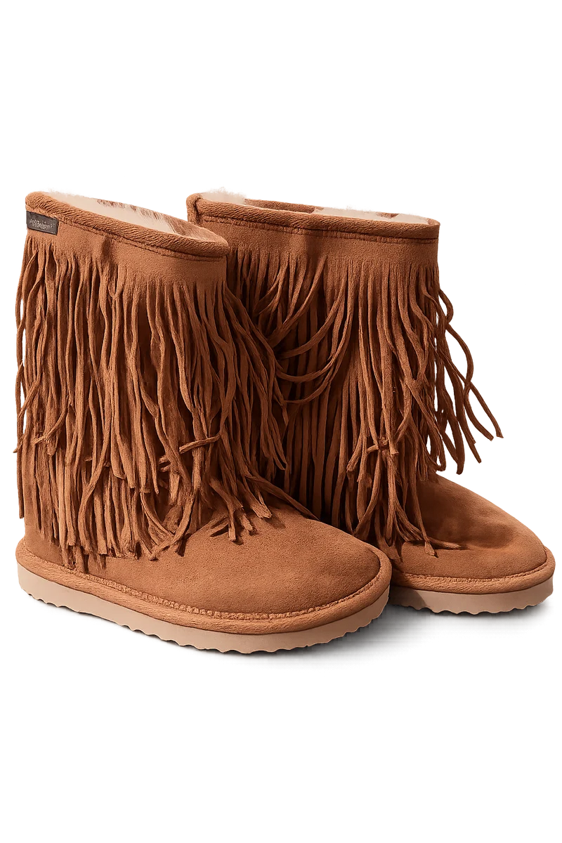 Australian Leather Ugg Double Fringe Short - Chestnut - AU4