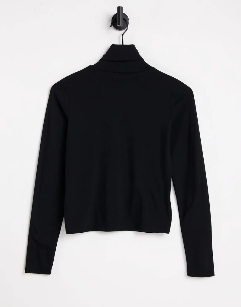 Cotton:On Long Sleeve Roll Neck Top In Black
