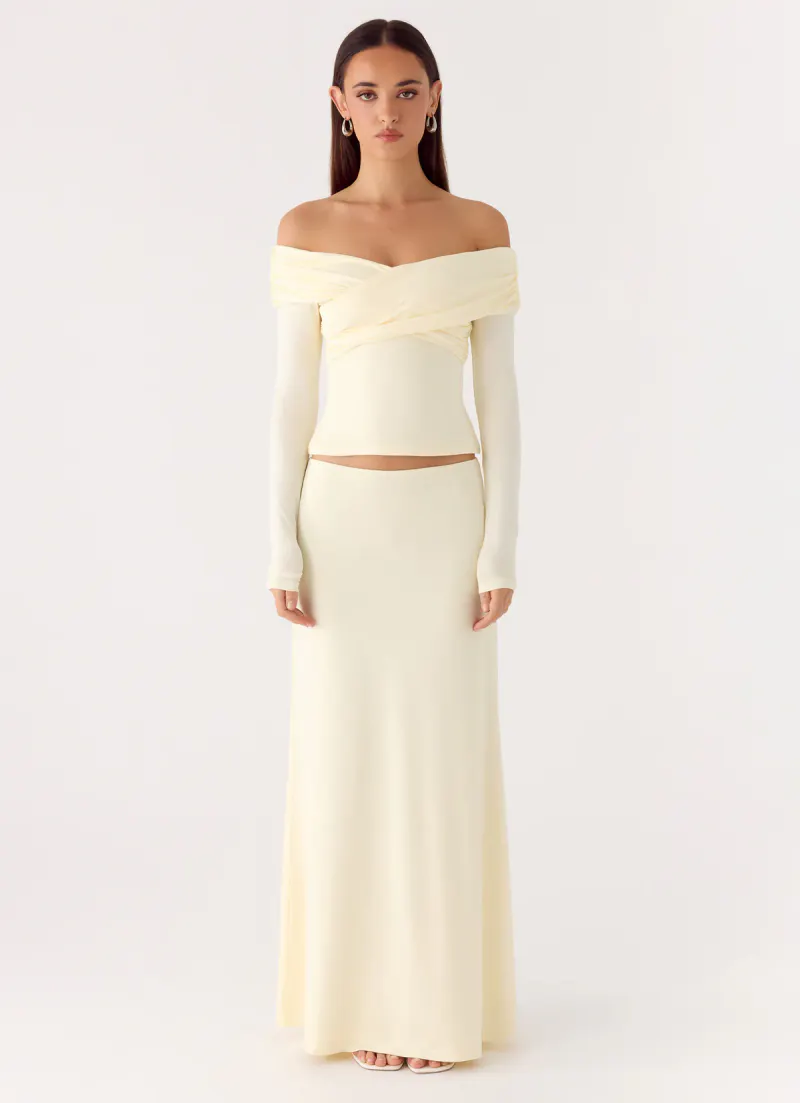 Like A Flower Maxi Skirt - Lemon Yellow